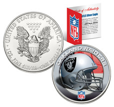 OAKLAND RAIDERS 1 Oz American Silver Eagle $1 US Coin Colorized NFL LICE... - $84.11