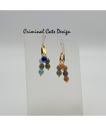 Dangle Earringsd Multicolored, Bronze Hooks, Hand Made  - £11.99 GBP