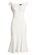 Nwt Tadashi Shoji Agnes Rose In White Jacquard Cap Sleeve Trumpet Dress 8 - £118.33 GBP