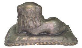 Vintage Pekingese Dog Sculpture Cast Metal Bronze Tone Heavy Statue 11lb+ image 6