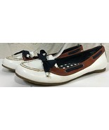 SPERRY TOP-SIDER Shoes Womens 8.5 White Patent CHANDLER Flats Navy Nauti... - £22.20 GBP