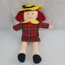 Madeline 15&quot; Vintage Plush Doll 1994 Eden Plaid Dress Yarn Hair Yellow Hat - $7.91