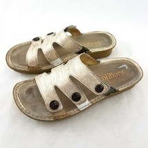Alegria by PG Lite Light Gold Textured Sandals Slides Womens 38 US 8 8.5 - £27.56 GBP