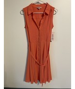 Nanette Lepore Coral Pleat &amp; Button Front Belted Dress NEW SZ 6 - £33.11 GBP