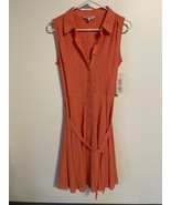 Nanette Lepore Coral Pleat &amp; Button Front Belted Dress NEW SZ 6 - $57.55 CAD