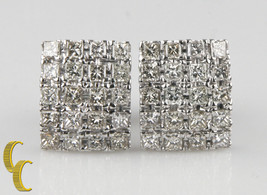 4.00 carat Princess Cut Diamond 14k White Gold Plaque Earrings - $4,116.44