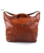 Leather honey duffle bag XXXL genuine leather shoulder bag leather weeke... - £211.56 GBP