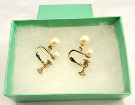 Faux Pearl Dangle Earrings, Screw-On Clip Flosure, Vintage Marvella, JWL-009 - £6.94 GBP