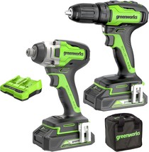 Greenworks 24V Brushless 310 in./lbs Drill / Driver + 2650 in./lbs Impact Driver - £208.36 GBP