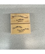 2 Stampin Up Curvy Verse Phrases Wood Mounted Stamp Baby Celebration Car... - $8.90