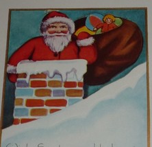 Santa Claus in Red Going Down the Chimney Vintage Christmas Postcard - £8.22 GBP