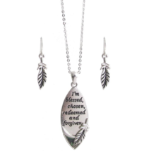 I AM BLESSED Inspirational Pendant Necklace and Earrings Sterling Silver - £11.34 GBP