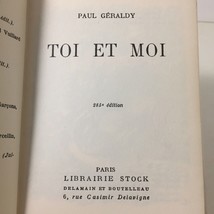 Toi et Moi Paul Geraldy 1956  Poetry Little Red Book in FRENCH not English - £28.56 GBP