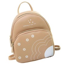 Women Mini Backpack Fashion Casual Flower Print PU Pack Solid Color Purse Girls  - £17.36 GBP