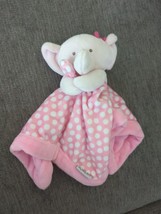 Carter&#39;s Pink Elephant Lovey Plush Blanket 13&quot; Polka Dots Security Blanket - £11.40 GBP