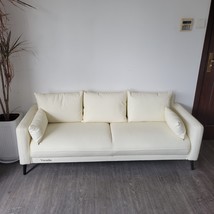 Vornilo Furniture Cream White Modern Living Room Sofa with Comfortable U... - $846.99