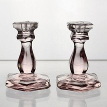 US Glass Pink Toy Birthday Candlestick Set 2, Antique Glass #87, 2 1/8&quot; Scarce - £59.09 GBP