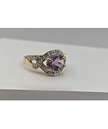 Gold Vermeil Purple Stone Cocktail Ring - Amethyst Cocktail Ring - Gold ... - $74.99