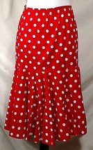 Vintage Red &amp; White Polka Dot Skirt Mermaid Fit &amp; Flare Modesty Flowy Mo... - £30.44 GBP