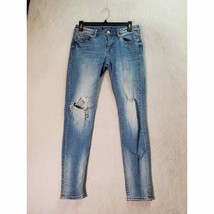 Vigoss Ripped Jeans Women Size 27 Blue Denim Cotton Straight Leg 5-Pocket Design - £14.71 GBP