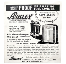1955 Ashley Automatic Wood Stove Advertisement Vintage Appliances Heater... - $372.61 MXN