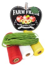Farm Fresh Produce Fall Apple Deco Mesh Wreath Kit (10&quot; Mesh, Tubing, Sign) - £23.52 GBP