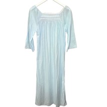 Vintage Glencraft Lightweight Fleece Nightgown Size S Blue Lace Long Uni... - $19.75