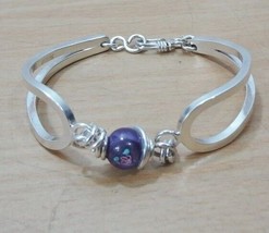Sterling Silver Purple Floral Marble Bangle Bracelet 25 Grams - £26.44 GBP