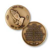 One Day At A Time God Grant Me Serenity Prayer 1.75&quot; Challenge Coin - £27.40 GBP