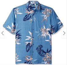 NEW Cubavera Men&#39;s Button Floral Tropical Shirt Sz XL Coronet Blue Short Sleeves - £11.68 GBP