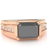 Men&#39;s Black Onyx Diamond Channel Ring In Solid 14k Rose Gold - $1,156.14 CAD