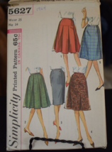 Simplicity 5627 Misses Variety of Skirts Pattern - Waist 25 Hip 34 - $7.91