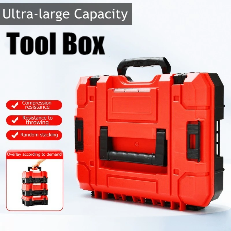 Tool Box Plastic Suitcase Stackable Tool Storage Box Safety Equipment To... - £89.64 GBP