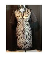 Mezzanine Black Gold Blue Geometric Print Sheath Dress Size L - $544.82 MXN
