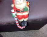 Vintage Santa Candy Cane Christmas Stocking Hanger Shelf Sitter Hard Pla... - $7.25