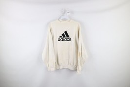 Vtg 90s Adidas Mens Medium Thrashed Big Logo Spell Out Crewneck Sweatshirt USA - £38.72 GBP