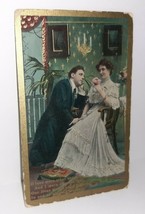1911 Romance American Love Poetry Postcard w/Golden Accents Man Adoring ... - $4.95