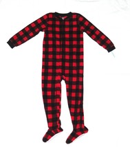 Carters Fleece Footed Pajama Blanket Sleeper Size 6 7 8 Buffalo Lumberjack Plaid - £21.03 GBP