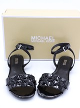 NIB Michael Kors Lexie Black Patent Leather Glitter Star Ankle Strap San... - £54.20 GBP