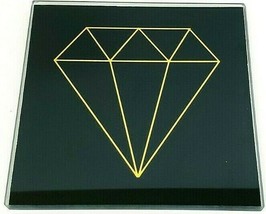 TMD Holdings Glass Coasters Diamond Pattern Black 4&quot; Squares Set Of 4 Gi... - £8.87 GBP