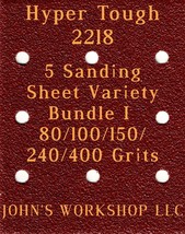 Hyper Tough 2218 - 80/100/150/240/400 Grits - 5 Sandpaper Variety Bundle I - $4.99