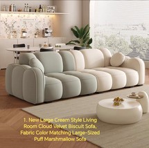 New Large Cream Style Living Room Cloud Velvet Biscuit Sofa - $2,764.00
