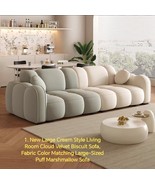 New Large Cream Style Living Room Cloud Velvet Biscuit Sofa - $52,536.79 MXN