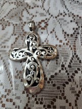 Shiny Silver Tone and Black CROSS Pendant. 3&quot; long.  Nice! Unique! - $354.51 MXN