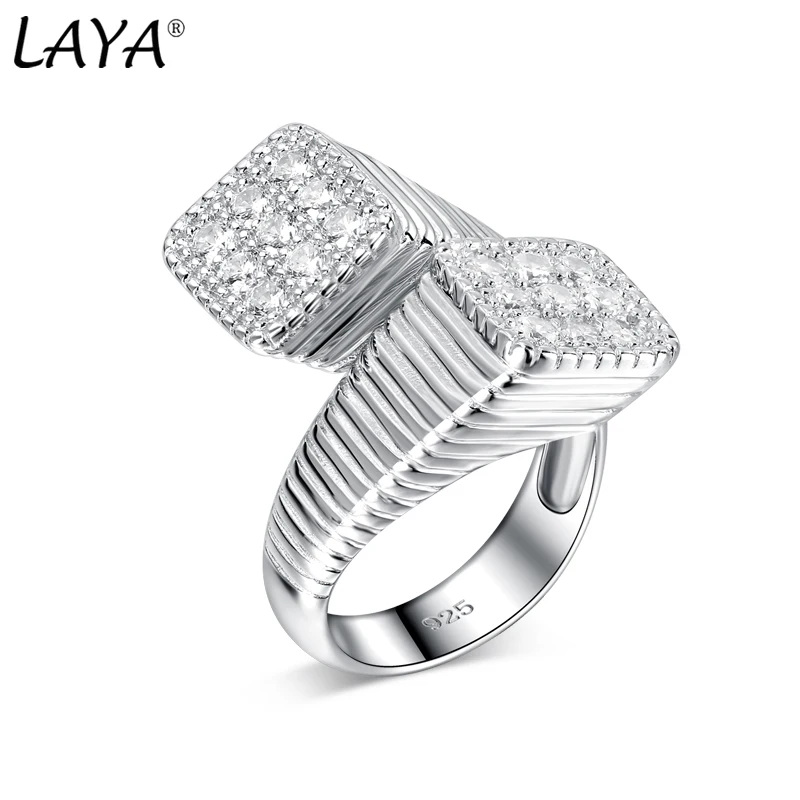 925 Sterling Silver Abstract Statement Ring For Men Two colors Shining Zircon Un - £46.14 GBP