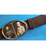 Gen. ULYSSES S. GRANT &amp; Gen. ROBERT E. LEE Epoxy Photo Buckle  &amp; Brown Belt - £19.42 GBP
