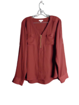 Eden Ruth Leah Long Sleeve Semi Sheer Blouse Merlot Wine Womans Size XL - $15.84