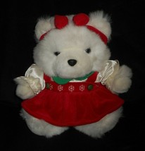 Vintage 1996 Dayton Hudson Christmas White Teddy Bear Stuffed Animal Plush Toy - £26.50 GBP