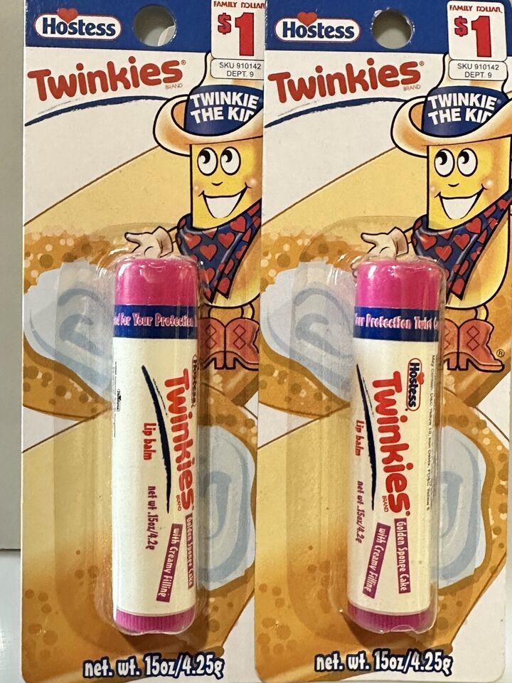2X Hostess Twinkies Lip Balm, Vintage Golden Sponge Cake Creamy Disconti... - $14.45