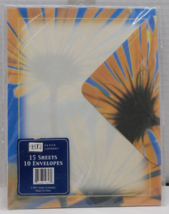 BTS Paper Company Floral Stationery Blue Yellow 15 Sheets 10 Envelopes - $14.99